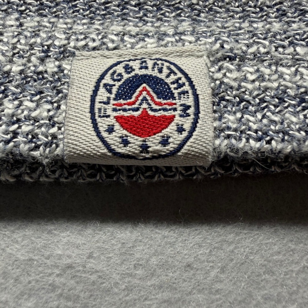 Flag & Anthem Polo Shirt Mens L Blue Space Dye Slub Knit Long Sleeve Pullover - Picture 3 of 8